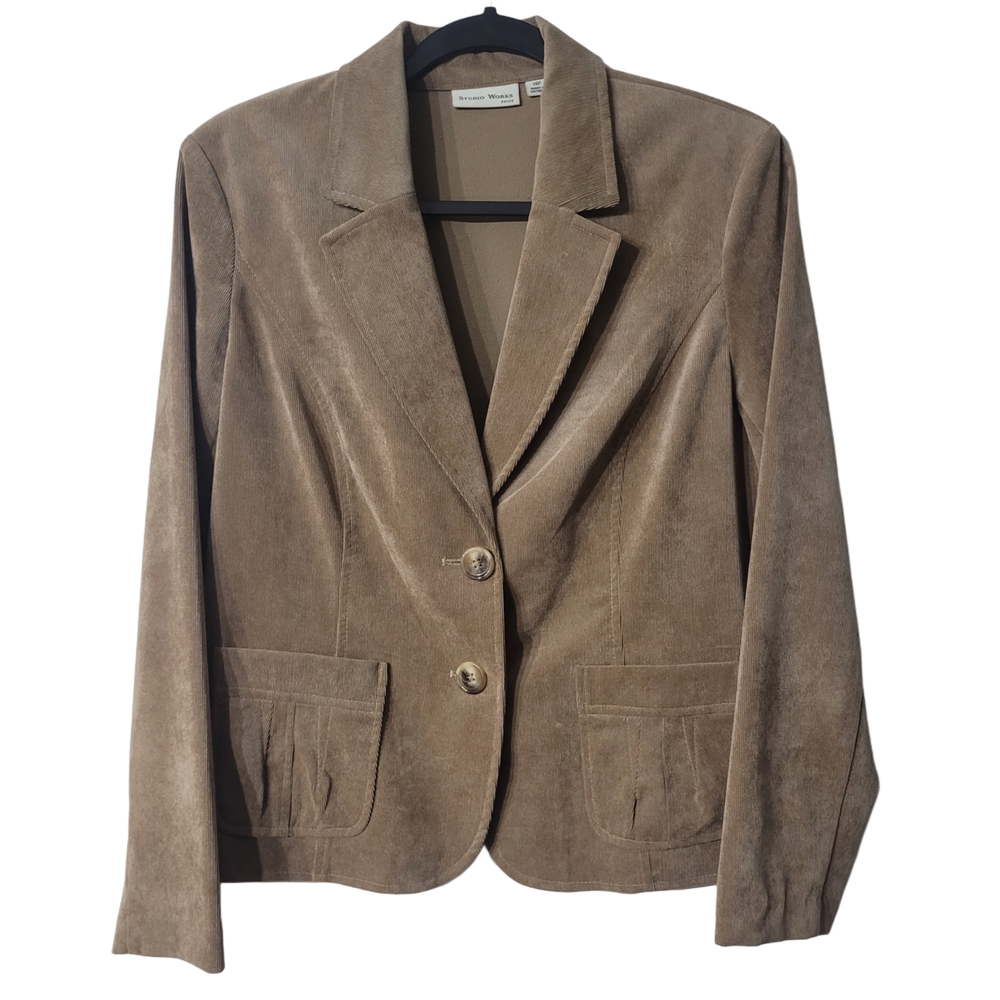Studio Works Brown Courderoy Blazer Size 14P